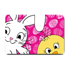 Easter Bunny And Chick  Small Doormat  by Valentinaart