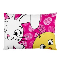 Easter Bunny And Chick  Pillow Case by Valentinaart