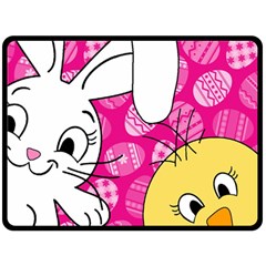 Easter Bunny And Chick  Fleece Blanket (large)  by Valentinaart