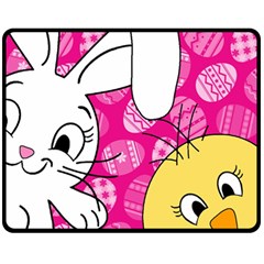 Easter Bunny And Chick  Fleece Blanket (medium)  by Valentinaart