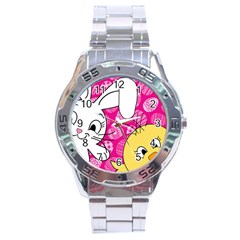 Easter Bunny And Chick  Stainless Steel Analogue Watch by Valentinaart