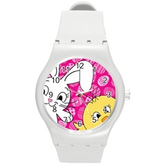 Easter Bunny And Chick  Round Plastic Sport Watch (m) by Valentinaart