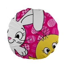 Easter Bunny And Chick  Standard 15  Premium Round Cushions by Valentinaart