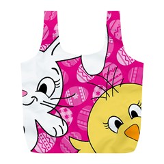 Easter Bunny And Chick  Full Print Recycle Bags (l)  by Valentinaart