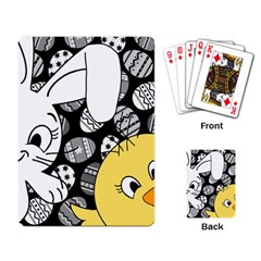 Easter Bunny And Chick  Playing Card by Valentinaart