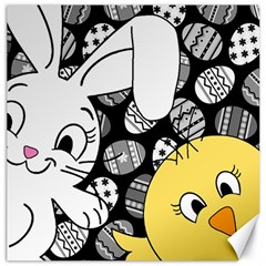 Easter Bunny And Chick  Canvas 16  X 16   by Valentinaart