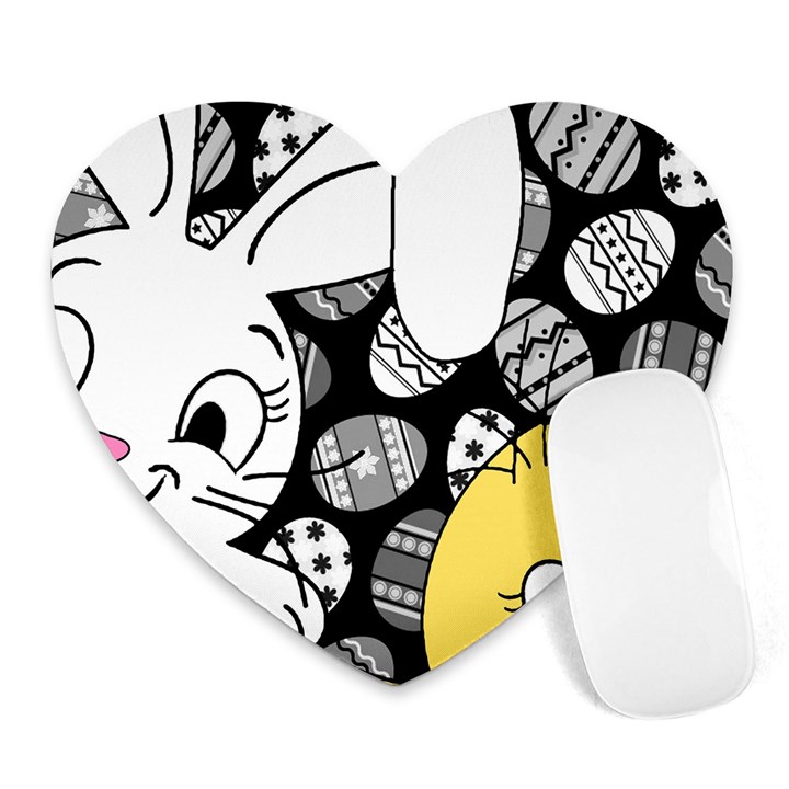 Easter bunny and chick  Heart Mousepads