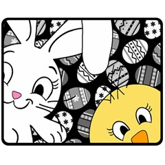 Easter Bunny And Chick  Fleece Blanket (medium)  by Valentinaart