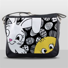 Easter Bunny And Chick  Messenger Bags by Valentinaart