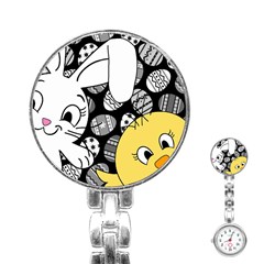 Easter Bunny And Chick  Stainless Steel Nurses Watch by Valentinaart