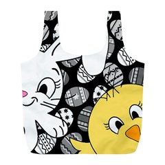 Easter Bunny And Chick  Full Print Recycle Bags (l)  by Valentinaart