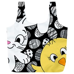 Easter Bunny And Chick  Full Print Recycle Bags (l)  by Valentinaart