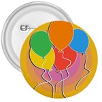 Birthday Party Balloons Colourful Cartoon Illustration Of A Bunch Of Party Balloon 3  Buttons Front