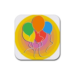 Birthday Party Balloons Colourful Cartoon Illustration Of A Bunch Of Party Balloon Rubber Coaster (square)  by Nexatart