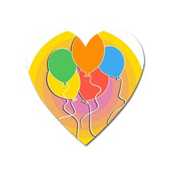 Birthday Party Balloons Colourful Cartoon Illustration Of A Bunch Of Party Balloon Heart Magnet by Nexatart