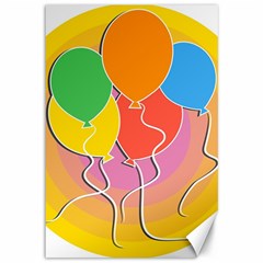 Birthday Party Balloons Colourful Cartoon Illustration Of A Bunch Of Party Balloon Canvas 12  X 18   by Nexatart