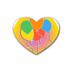 Birthday Party Balloons Colourful Cartoon Illustration Of A Bunch Of Party Balloon Rubber Coaster (heart)  by Nexatart