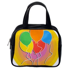 Birthday Party Balloons Colourful Cartoon Illustration Of A Bunch Of Party Balloon Classic Handbags (one Side) by Nexatart