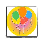 Birthday Party Balloons Colourful Cartoon Illustration Of A Bunch Of Party Balloon Memory Card Reader (Square) Front