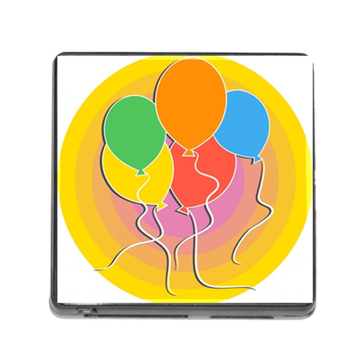 Birthday Party Balloons Colourful Cartoon Illustration Of A Bunch Of Party Balloon Memory Card Reader (Square)