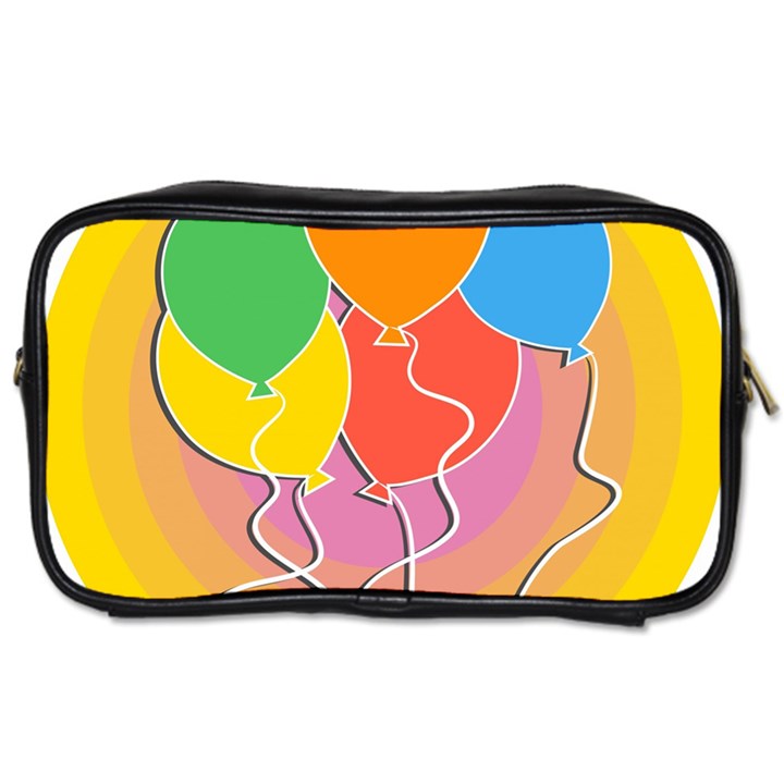 Birthday Party Balloons Colourful Cartoon Illustration Of A Bunch Of Party Balloon Toiletries Bags 2-Side