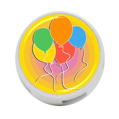 Birthday Party Balloons Colourful Cartoon Illustration Of A Bunch Of Party Balloon 4-port Usb Hub (two Sides)  by Nexatart