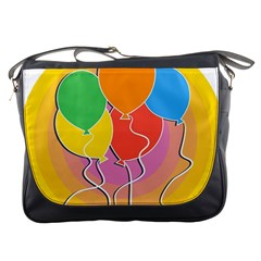 Birthday Party Balloons Colourful Cartoon Illustration Of A Bunch Of Party Balloon Messenger Bags by Nexatart