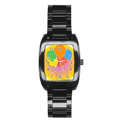 Birthday Party Balloons Colourful Cartoon Illustration Of A Bunch Of Party Balloon Stainless Steel Barrel Watch by Nexatart