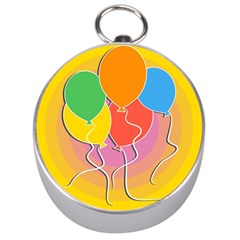 Birthday Party Balloons Colourful Cartoon Illustration Of A Bunch Of Party Balloon Silver Compasses by Nexatart