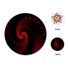 Red Fractal Spiral Playing Cards (round)  by Nexatart