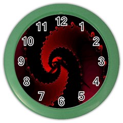 Red Fractal Spiral Color Wall Clocks by Nexatart