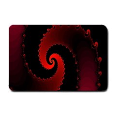 Red Fractal Spiral Small Doormat  by Nexatart