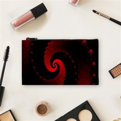 Red Fractal Spiral Cosmetic Bag (small)  by Nexatart