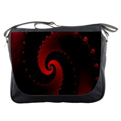 Red Fractal Spiral Messenger Bags by Nexatart