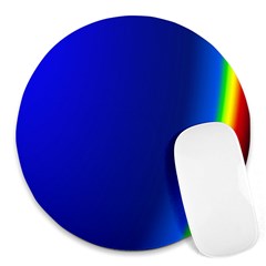 Blue Wallpaper With Rainbow Round Mousepads by Nexatart