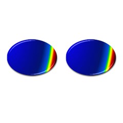 Blue Wallpaper With Rainbow Cufflinks (oval) by Nexatart