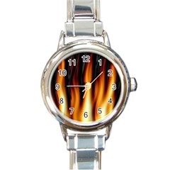 Dark Flame Pattern Round Italian Charm Watch by Nexatart