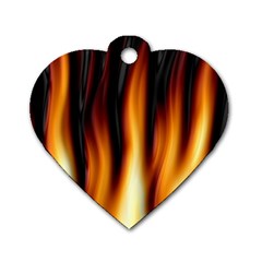 Dark Flame Pattern Dog Tag Heart (one Side) by Nexatart