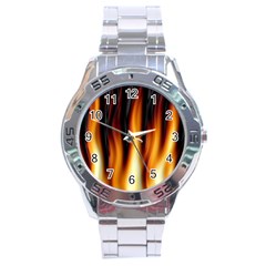 Dark Flame Pattern Stainless Steel Analogue Watch by Nexatart