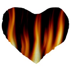 Dark Flame Pattern Large 19  Premium Flano Heart Shape Cushions by Nexatart