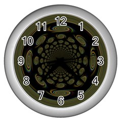 Dark Portal Fractal Esque Background Wall Clocks (silver)  by Nexatart