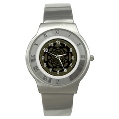 Dark Portal Fractal Esque Background Stainless Steel Watch by Nexatart