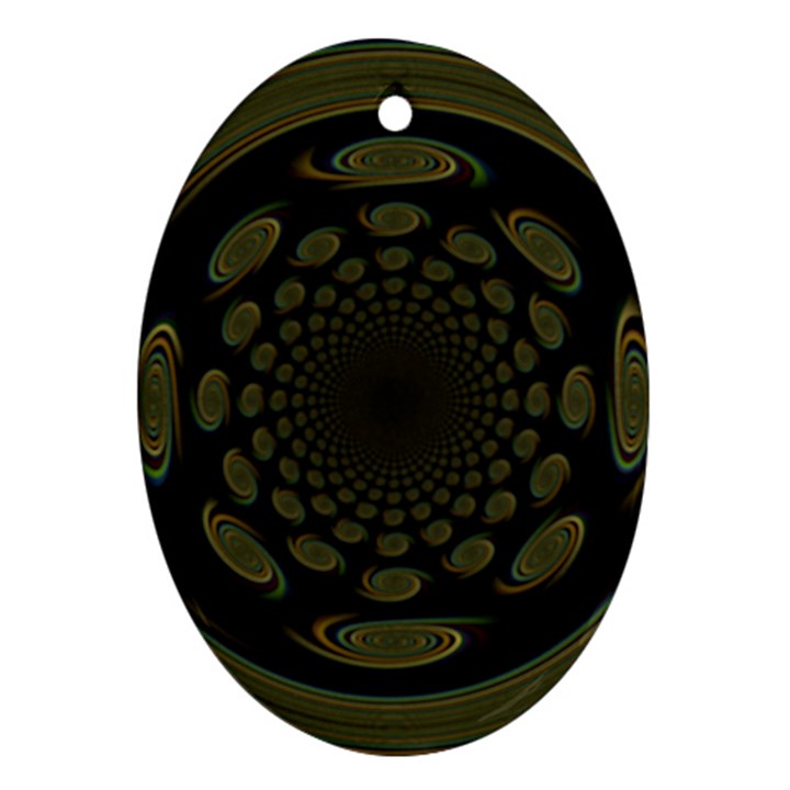 Dark Portal Fractal Esque Background Oval Ornament (Two Sides)