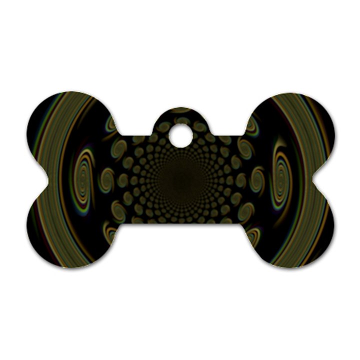 Dark Portal Fractal Esque Background Dog Tag Bone (One Side)