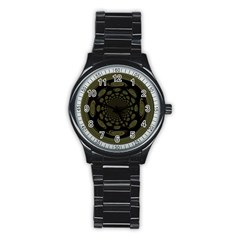 Dark Portal Fractal Esque Background Stainless Steel Round Watch by Nexatart