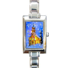 Winter Church Rectangle Italian Charm Watch by Nexatart