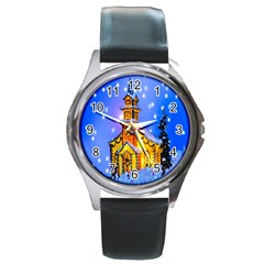 Winter Church Round Metal Watch by Nexatart