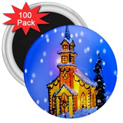 Winter Church 3  Magnets (100 Pack) by Nexatart