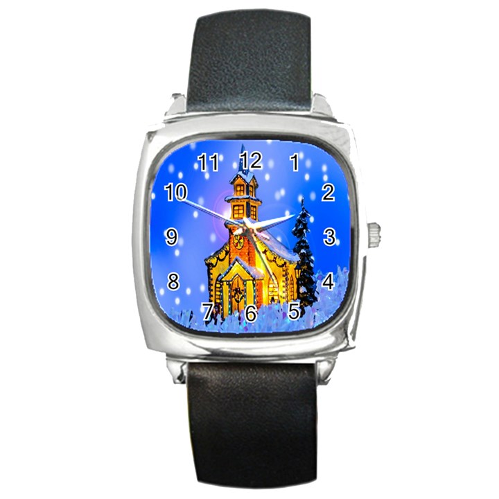 Winter Church Square Metal Watch