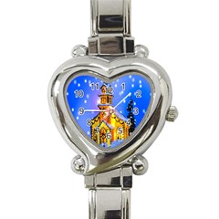 Winter Church Heart Italian Charm Watch by Nexatart